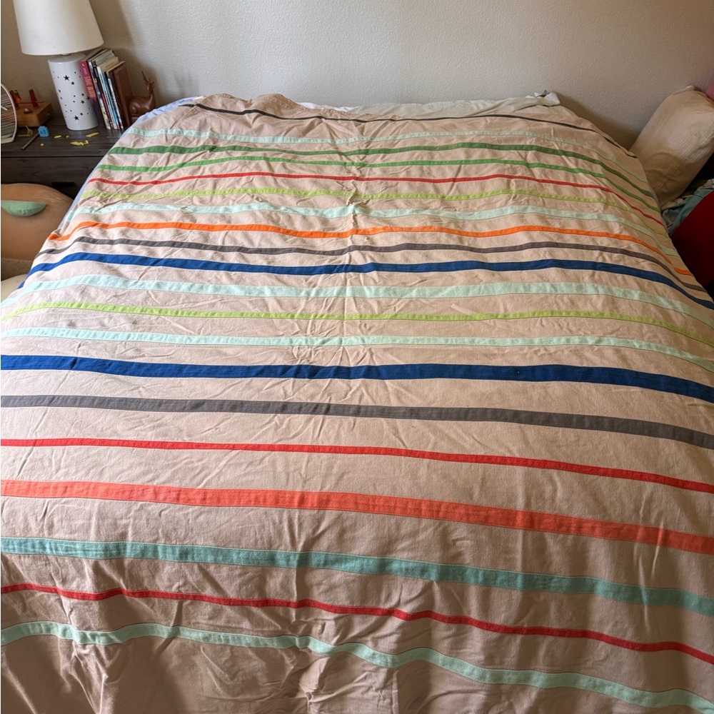 Crate & Kids Striped Multicolor Cotton Duvet Cover - Twin